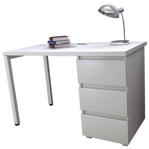Стол письменный Тавол КС 8.2 со стационарной тумбой металл опора белая 120смх60смх75см ДСП 32 мм Белый, Белый, 1200, 600, 750