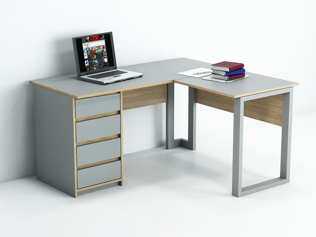 Компьютерный стол Гамма-стиль БК-3Т 1600х1400х750 ДСП 16 мм Серый/Дуб Сонома, 1600, 1400, 750