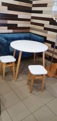 Кухонний комплект стіл з табуретками Ліон Маямі-1 (стіл не розкладний 900х900 + 4 табуретки) з дерев'яними ногами, 900, 600, 766