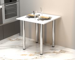 Стол кухонный нераскладной Фуршет-2 680х680х730 Белый Ноги Хром Гамма стиль, 680, 680, 730