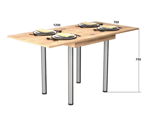 Кухонный стол раскладной Медиум 600х700(1200х700) Дуб Сонома Гамма стиль, 600, 900, 750, 1200