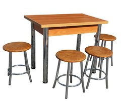 Кухонний комплект стіл з табуретками Ліон Оскар (стіл розкладний 600х900 (900х1200) + 4 табуретки) з метал хром ногами, 1200, 900, 766