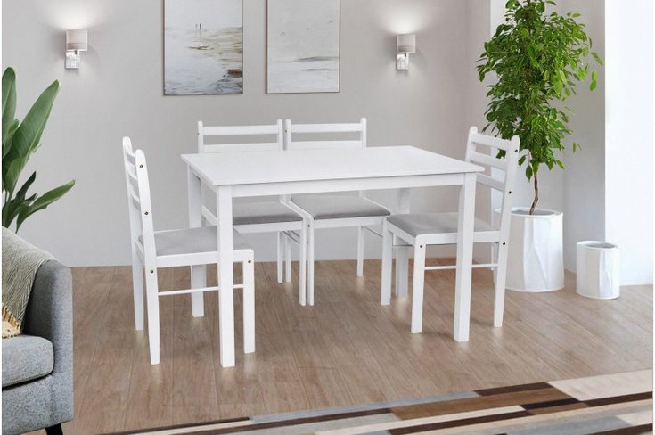 Обеденный стол со стульями Джерси (кухонный стол 110х70 см + 4 стула) белый Микс Мебель, 1100, 700, 740