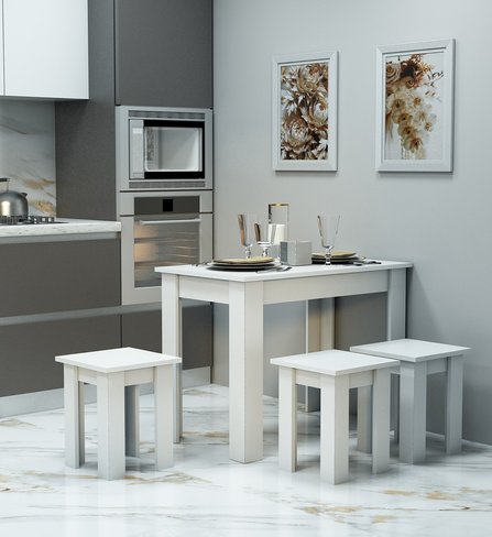 Обеденный Кухонный стол не раскладной 900х600 Белый Гамма стиль, 900, 600, 750