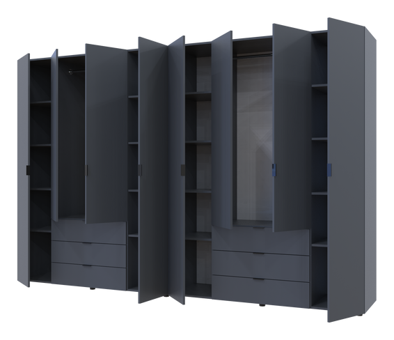 Шкаф для одежды комплект Гелар Графит 4+4 двери ДСП 310х49,5х203,4 (42002130), 3100, 2034, 495