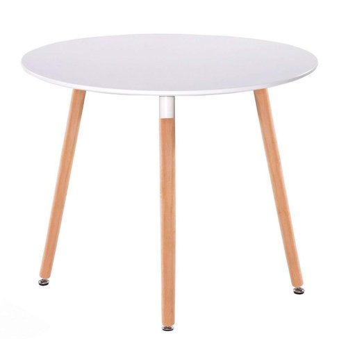 Круглий кухонний обідній стіл на дерев'яних ніжках Сіріус МДФ D=600 Білий Мікс Меблі, 600, 600, 750