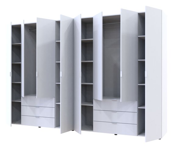 Шкаф для одежды Гелар Белый 4+4 двери ДСП 310х49,5х203,4 (42002121), 3100, 495, 2034