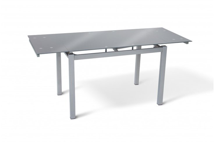 Стеклянный кухонный стол раскладной Венди 1100х700 (1700х700) Серый Микс Мебель, 1100, 700, 750