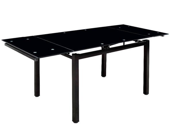 Раскладной стеклянный кухонный стол Венди 1100х700 (1700х700) Черный Микс Мебель, 1100, 700, 750
