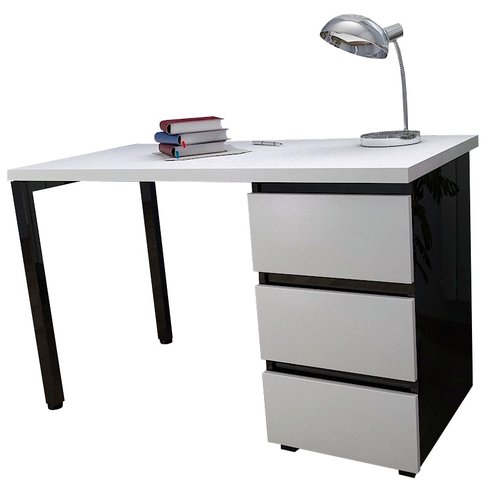 Стол письменный Тавол КС 8.2 со стационарной тумбой металл опора черная120смх60смх75см ДСП 32 мм Белый/Чёрный, Чорний+білий, 1200, 600, 750