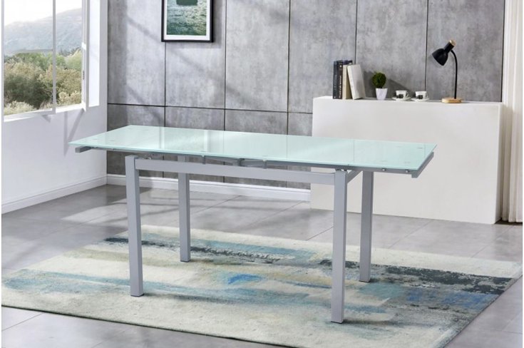 Раскладной кухонный стеклянный стол Венди 1100х700 (1700х700) Белый Микс Мебель, 1100, 700, 750