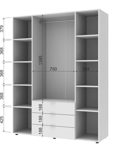 Шкаф для одежды Гелар Doros Белый 4 ДСП 155х49,5х203,4 (42001022), 1550, 2034, 495
