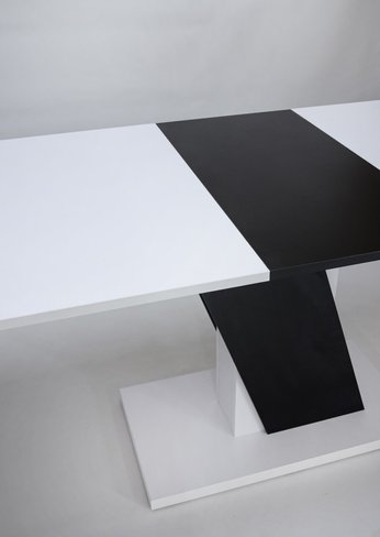 Стіл кухонний обідній розкладний Carvelo 1400(1800)x800 Біла Аляска PE/Чорний уніколор Intarsio, 1400, 800, 786, 1800