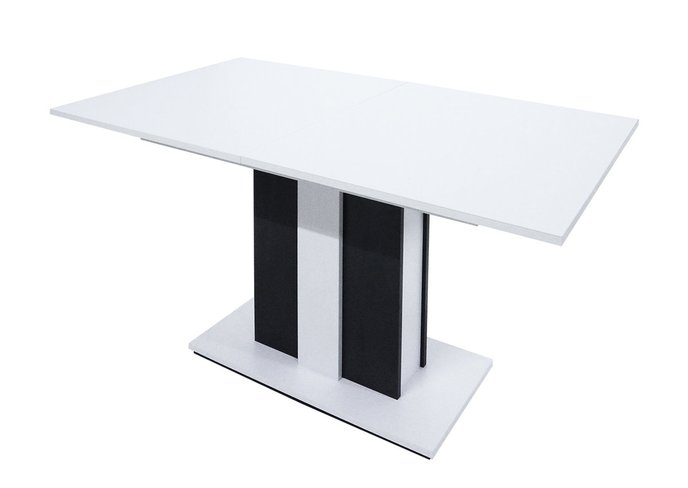 Стол кухонный обеденный раскладной Clasic 1400(1800)x800 Белая Аляска PE/Антрацит Intarsio, 1400, 800, 786, 1800
