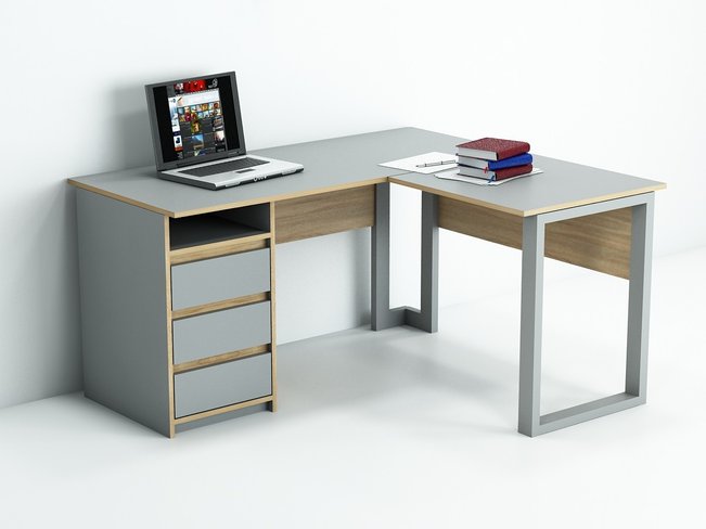 Компьютерный стол Гамма-стиль БК-2Т 1400х1200х750 ДСП 16 мм Серый/Дуб Сонома, 1400, 1200, 750