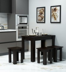 Комплект кухонный обеденный стол с табуретками Гамма стиль С-4Т (стол 900х600+ 4 табурета) Венге, Венге темний, 900, 600, 750