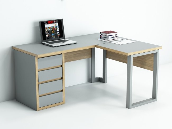 Компьютерный стол Гамма-стиль БК-3 1400х1200х750 ДСП 16 мм Серый/Дуб Сонома, 1400, 1200, 750