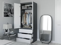 Шкаф распашной для одежды двухдверный со штангой для одежды Moreli T-211 800х2110х500 Антрацит/Белый
