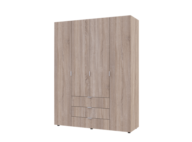Шкаф для одежды Гелар Doros Дуб сонома 4 двери ДСП 155х49,5х203,4 (80397560), 1550, 2034, 495