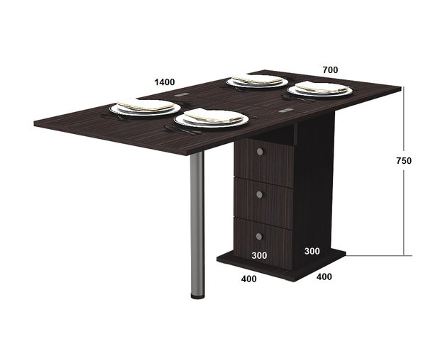 Стол кухонный раскладной Розмарин 700х700(1400х700) Венге Гамма стиль, 700, 700, 750, 1400
