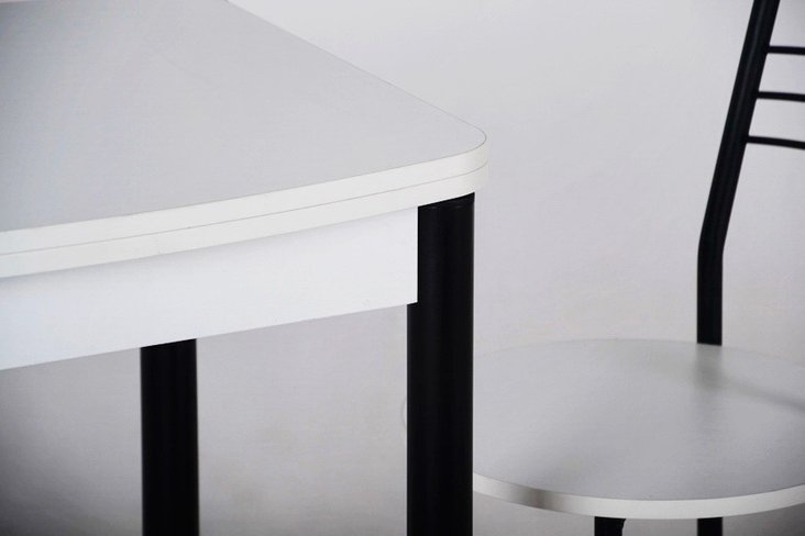 Кухонний комплект Тавол Овале ніжки чорний метал (Стіл розкладний + 3 стільці) Білий, Білий, 700, 600, 760