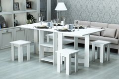 Комплект кухонный обеденный стол с табуретками Гамма стиль СК-4Т (стол 900х410(1775*900)+4 табурета) Белый, Белый, 1775, 900, 750