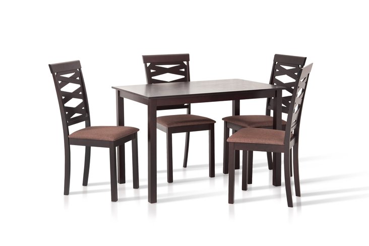Комплект обідній стіл зі стільцями Бруклін (кухонний стіл 110х70 см + 4 стільці) венге-шоколад Мікс Меблі, 1100, 700, 740