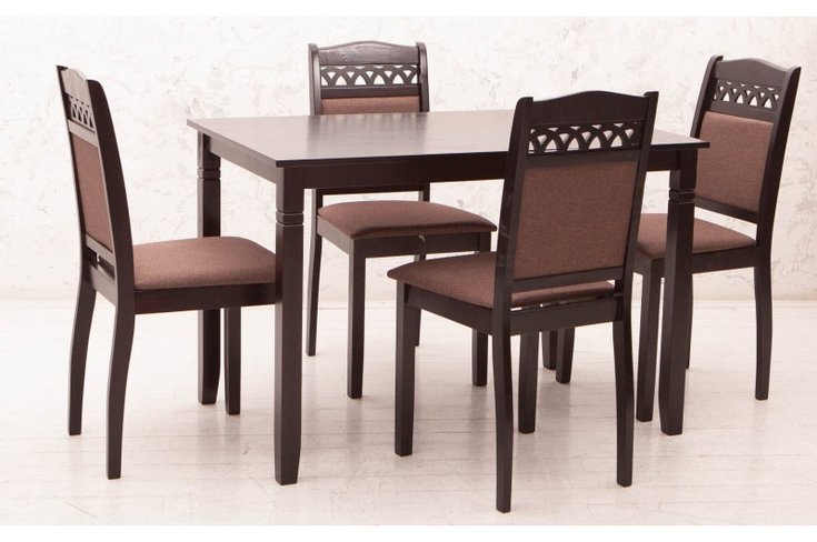 Комплект обідній Бродвей (стіл кухонний 110х70 см + 4 стільці) венге-шоколад Мікс Меблі, 1100, 700, 740
