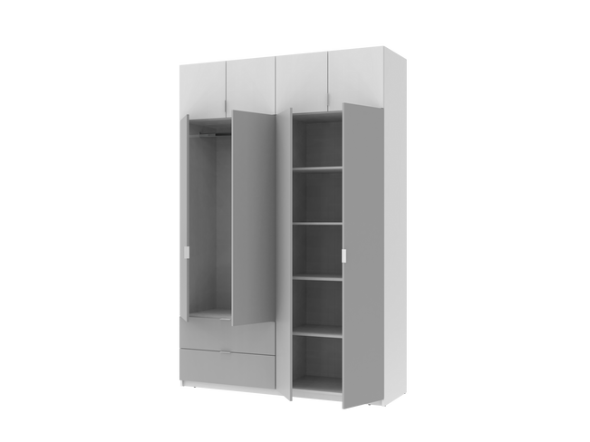 Шкаф для одежды Лукас Белый/Белый/Серый 160х50х240 (80737068), 1600, 2400, 500