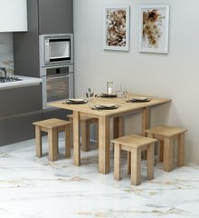 Комплект кухонный обеденный стол с табуретками Завтрак (стол 900х600(1200*900)+4табурета) Дуб Сонома Гамма стиль, 1200, 900, 750
