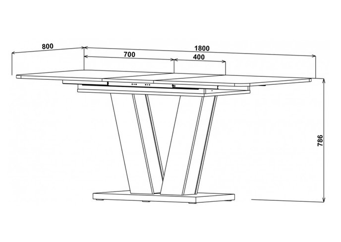 Стол кухонный обеденный раскладной Intarsio Torino 1400(1800)x800 Блеквуд Ячменный/Графит, 1800, 800, 786, 1800